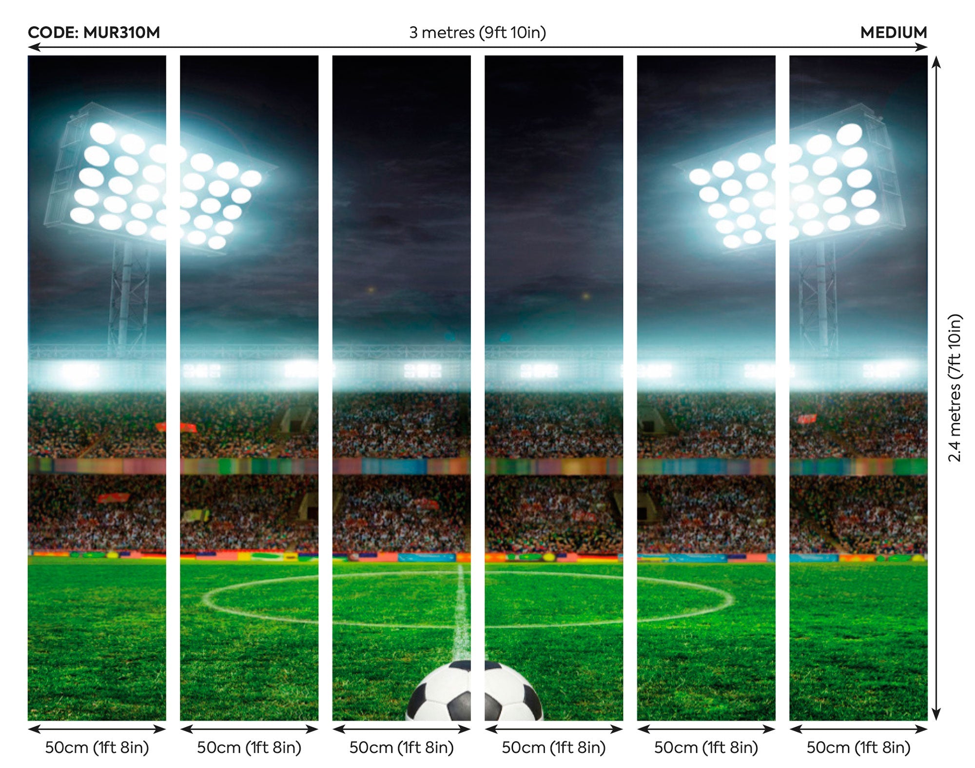 Football Stadium Green Mural (Medium) by Origin Murals
