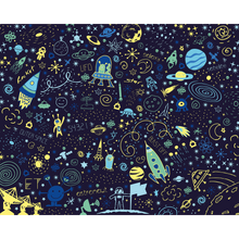 Space Doodle Text Navy Blue Mural (Large) by Origin Murals
