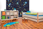 Space Doodle Text Navy Blue Mural (Large) by Origin Murals