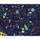 Space Doodle Text Navy Blue Mural (Medium) by Origin Murals