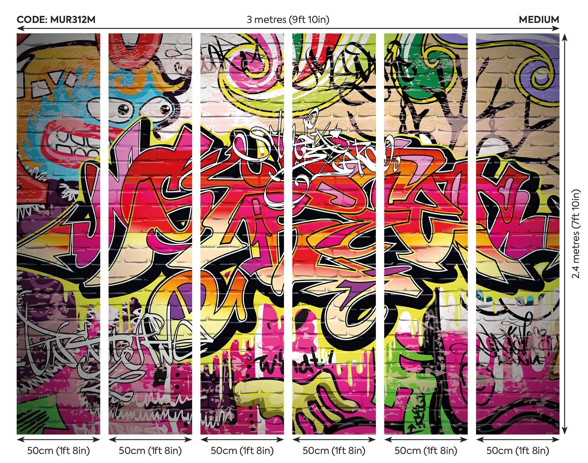 City Graffiti Wall Multi Mural (Medium) by Origin Murals