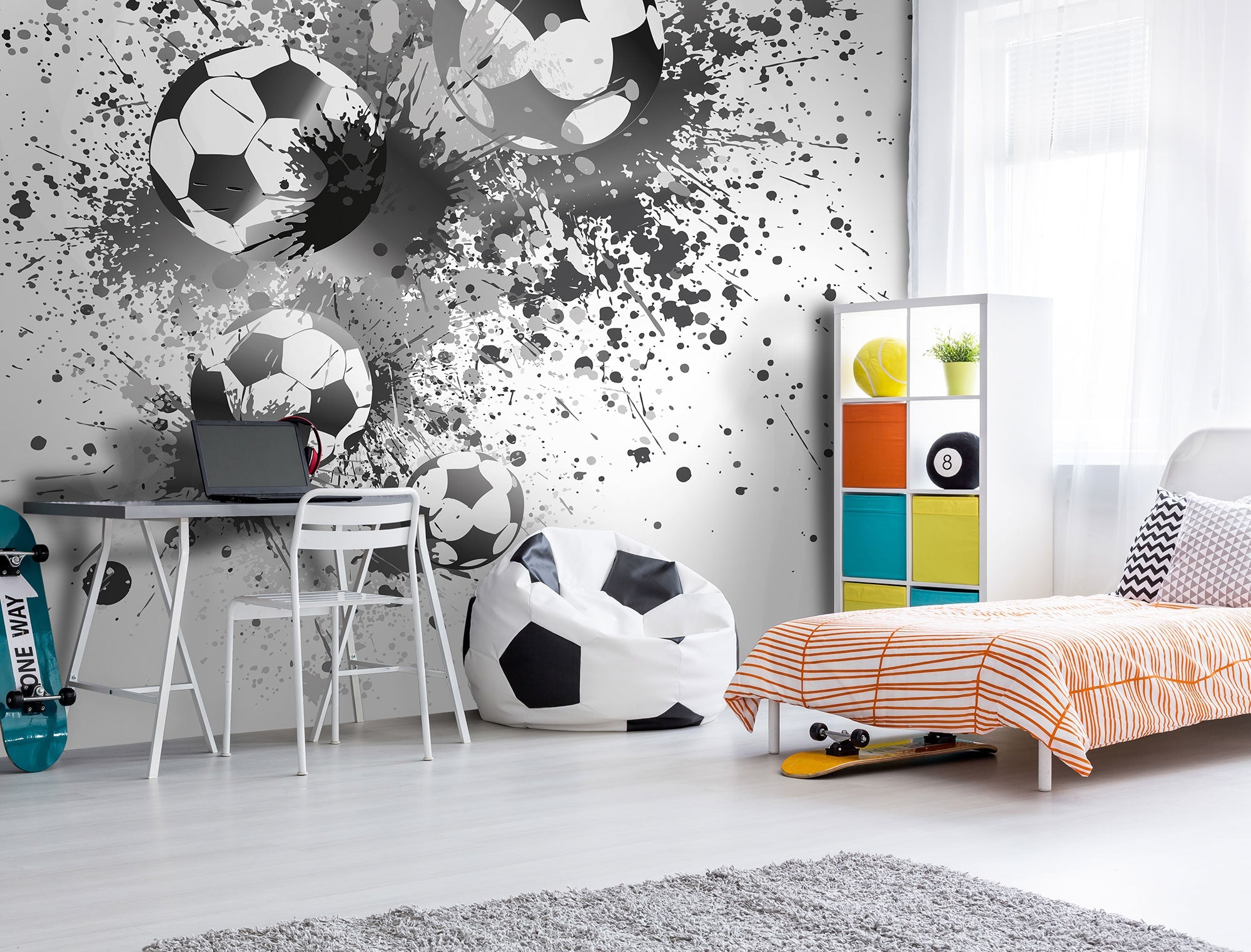 Football Splash Grey Mural (Large) by Origin Murals