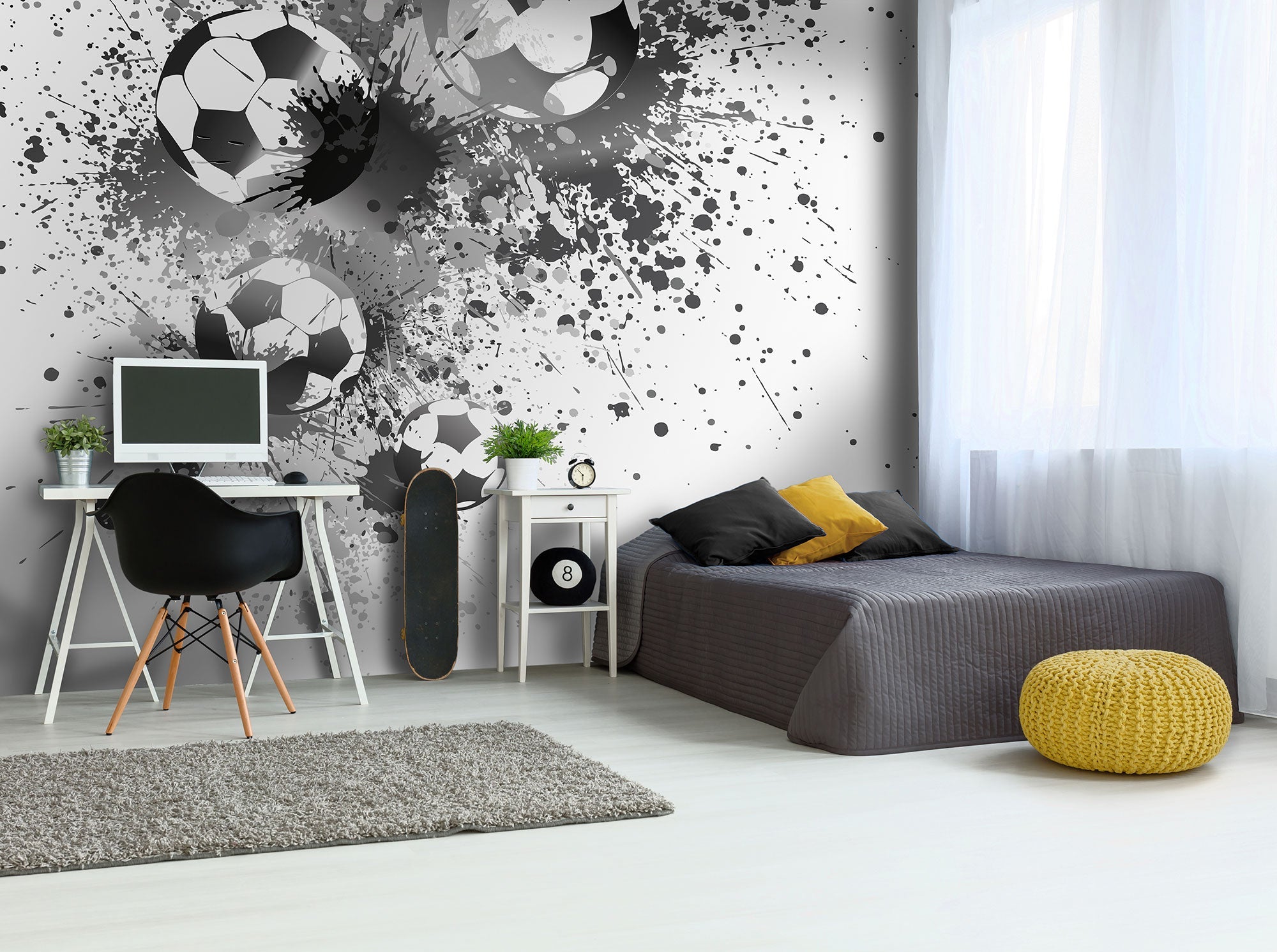 Football Splash Grey Mural (Medium) by Origin Murals
