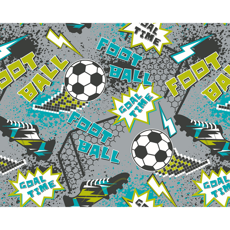 Graphic Pixel Footballs Grey Mural (Medium) by Origin Murals
