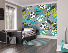 Graphic Pixel Footballs Grey Mural (Medium) by Origin Murals