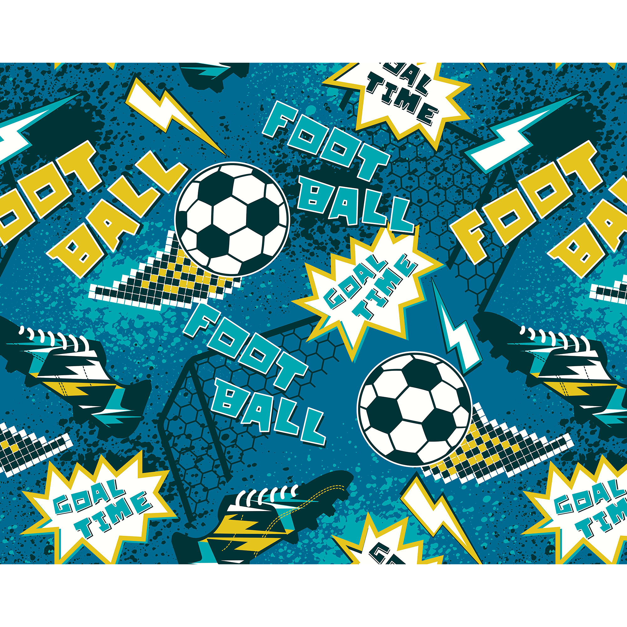 Graphic Pixel Footballs Teal Mural (Large) by Origin Murals