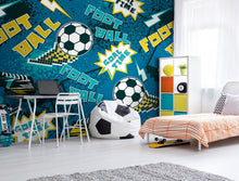 Graphic Pixel Footballs Teal Mural (Large) by Origin Murals