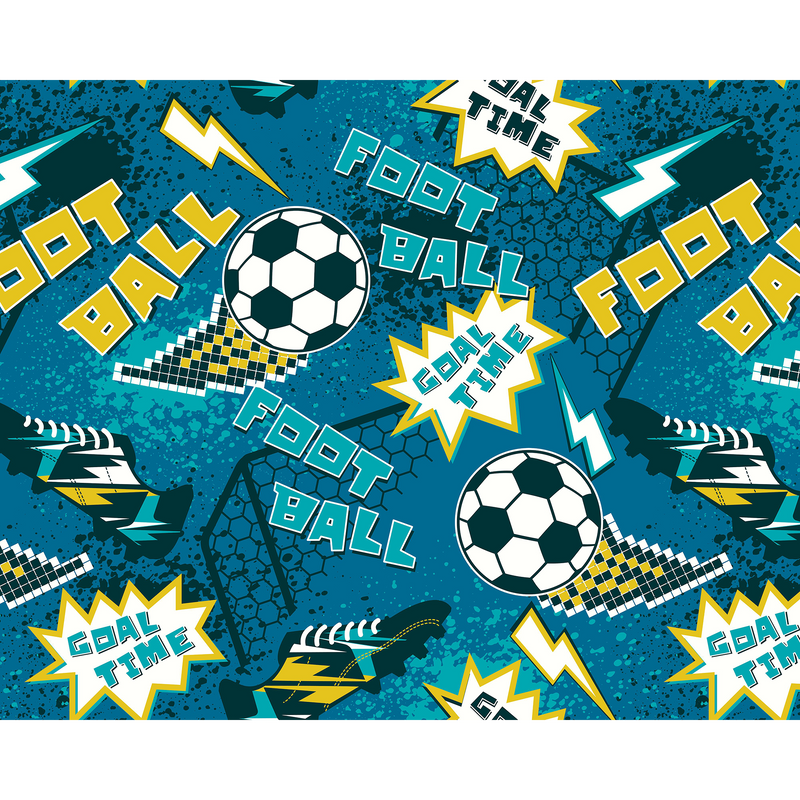 Graphic Pixel Footballs Teal Mural (Medium) by Origin Murals