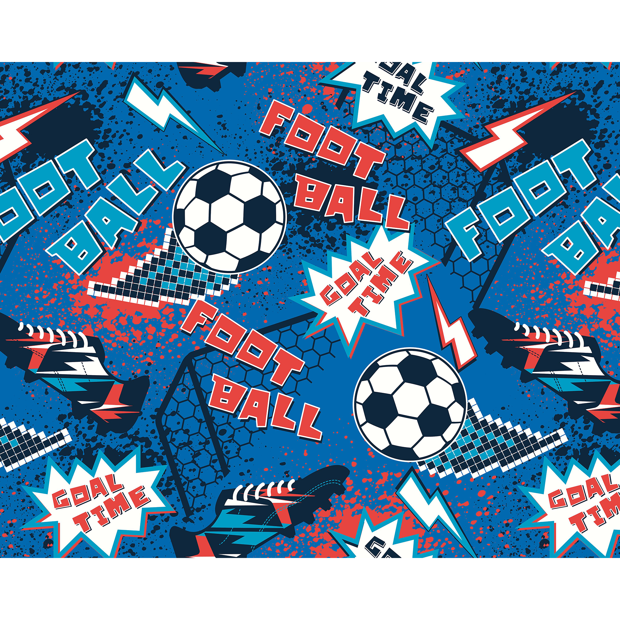 Graphic Pixel Footballs Blue Mural (Large) by Origin Murals