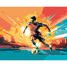 Football Player Abstract Landscape Orange Mural (Large) by Origin Murals