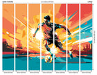 Football Player Abstract Landscape Orange Mural (Large) by Origin Murals