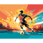 Football Player Abstract Landscape Orange Mural (Medium) by Origin Murals
