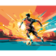 Football Player Abstract Landscape Orange Mural (Medium) by Origin Murals