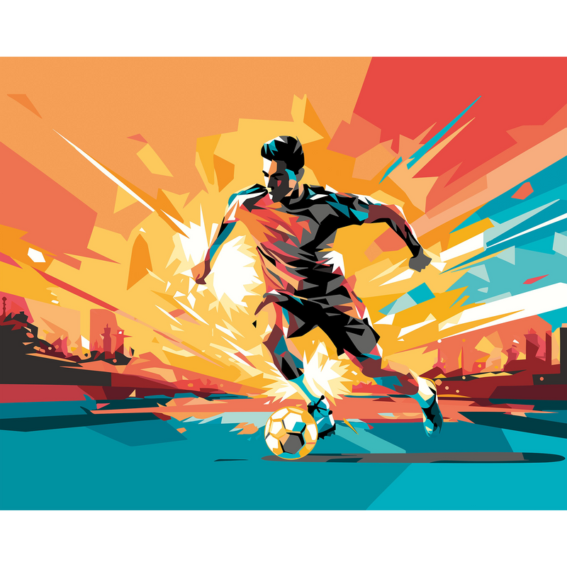 Football Player Abstract Landscape Orange Mural (Medium) by Origin Murals