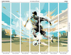 Football Player Abstract Landscape Blue Mural (Large) by Origin Murals