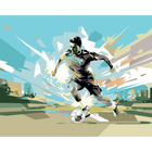 Football Player Abstract Landscape Blue Mural (Medium) by Origin Murals