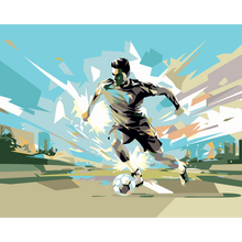 Football Player Abstract Landscape Blue Mural (Medium) by Origin Murals
