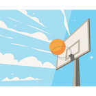 Graphic Basketball Hoop Blue Mural (Large) by Origin Murals