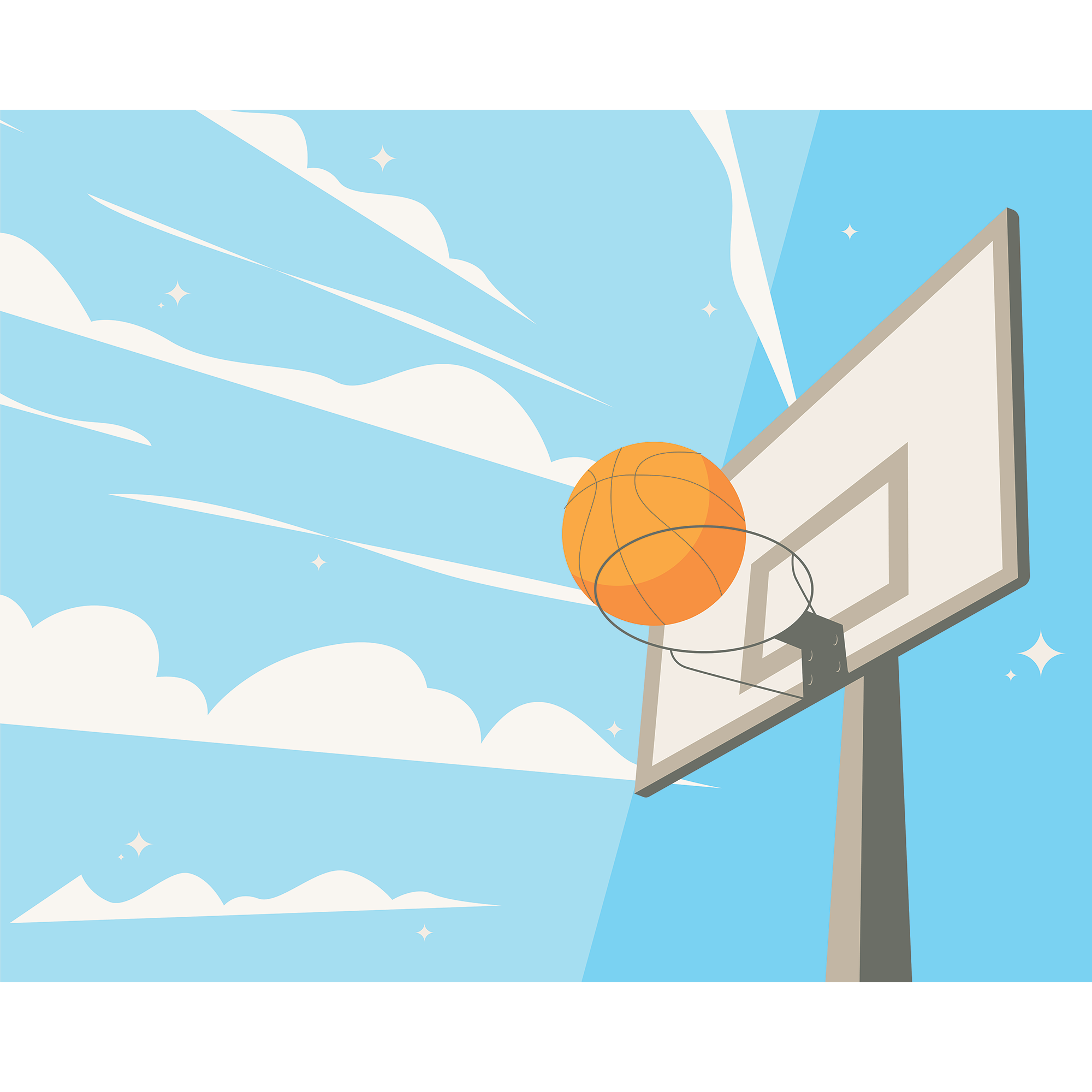 Graphic Basketball Hoop Blue Mural (Large) by Origin Murals