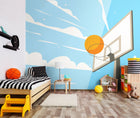 Graphic Basketball Hoop Blue Mural (Large) by Origin Murals