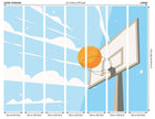 Graphic Basketball Hoop Blue Mural (Large) by Origin Murals