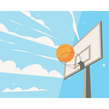Graphic Basketball Hoop Blue Mural (Medium) by Origin Murals