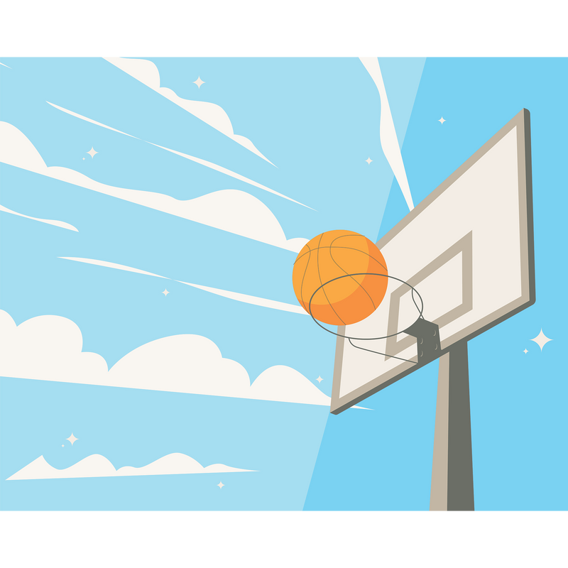 Graphic Basketball Hoop Blue Mural (Medium) by Origin Murals