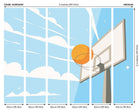 Graphic Basketball Hoop Blue Mural (Medium) by Origin Murals