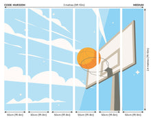 Graphic Basketball Hoop Blue Mural (Medium) by Origin Murals