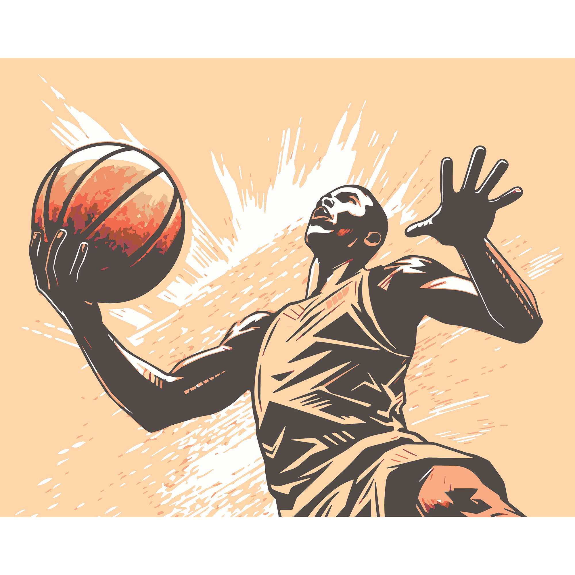 Graphic Basketball Player Orange Mural (Large) by Origin Murals