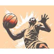 Graphic Basketball Player Orange Mural (Large) by Origin Murals