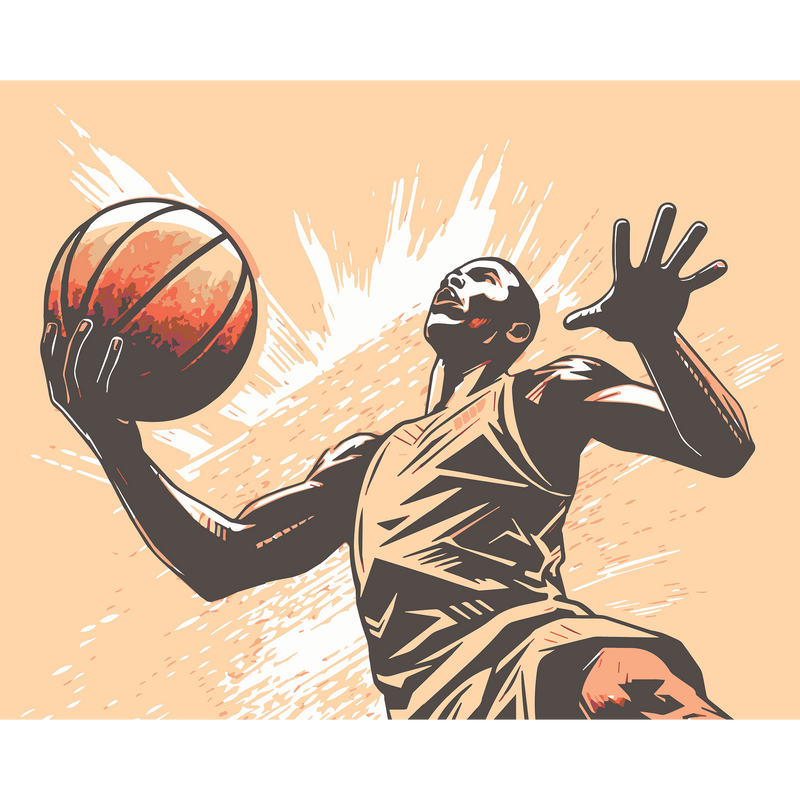 Graphic Basketball Player Orange Mural (Large) by Origin Murals
