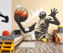 Graphic Basketball Player Orange Mural (Large) by Origin Murals