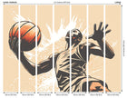 Graphic Basketball Player Orange Mural (Large) by Origin Murals