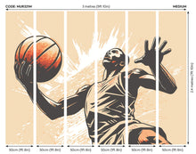 Graphic Basketball Player Orange Mural (Medium) by Origin Murals