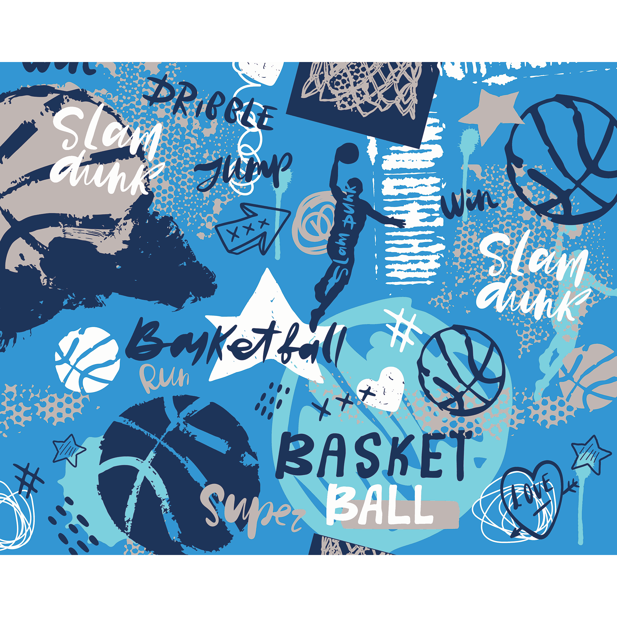 Graffiti Basketball Blue Mural (Medium) by Origin Murals