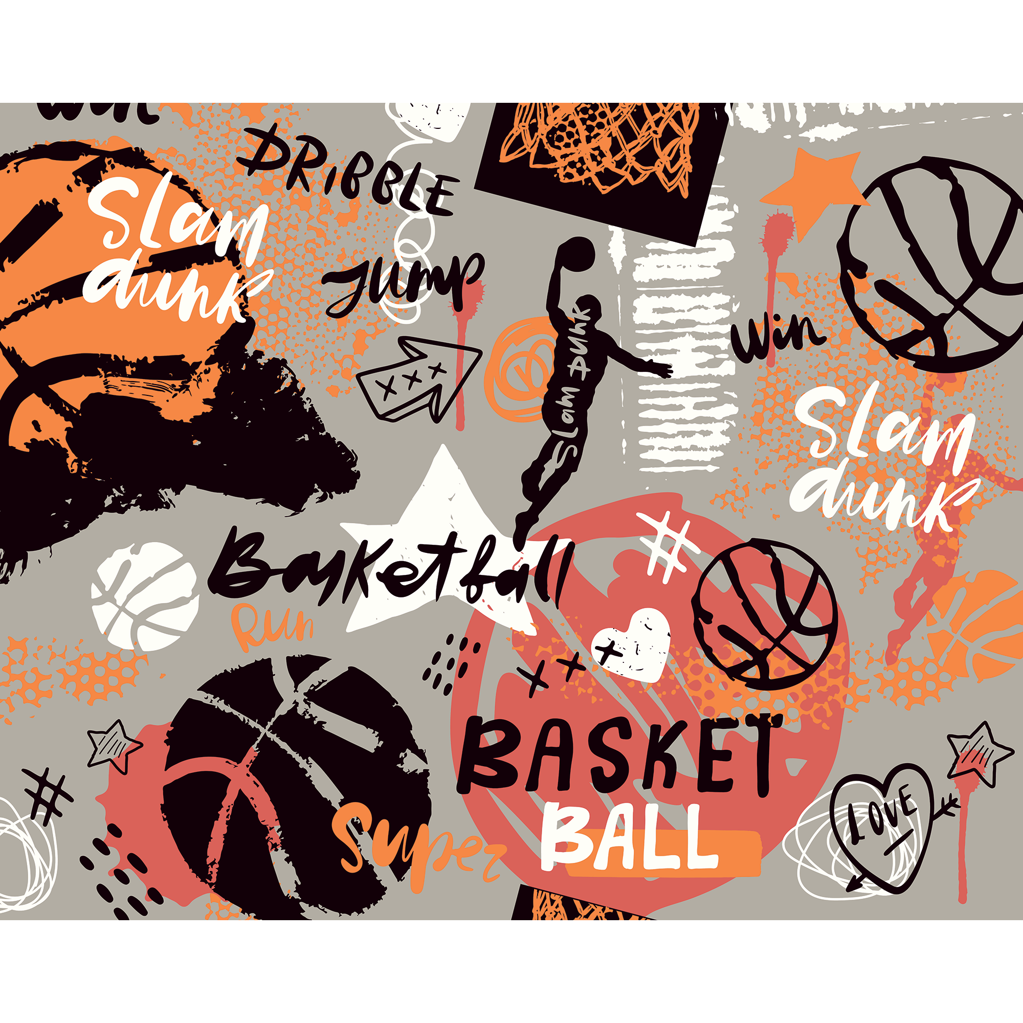 Graffiti Basketball Orange Mural (Large) by Origin Murals