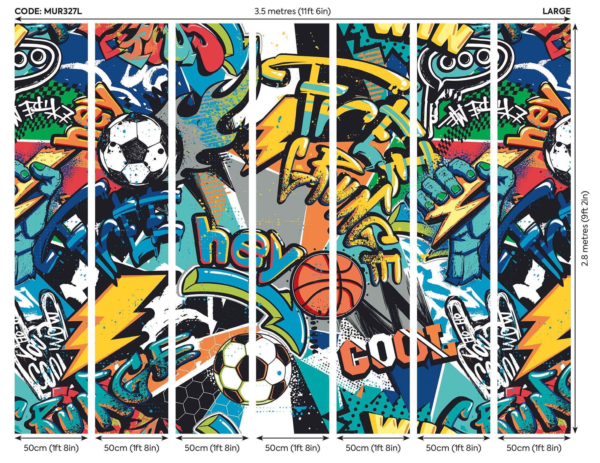 Sports Graffiti Multi Mural (Large) by Origin Murals