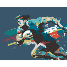 Rugby Player In Graphic Style Blue Mural (Medium) by Origin Murals