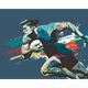 Rugby Player In Graphic Style Blue Mural (Medium) by Origin Murals