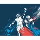 American Footballers Paint Splash Blue Mural (Large) by Origin Murals