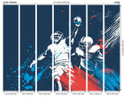 American Footballers Paint Splash Blue Mural (Large) by Origin Murals