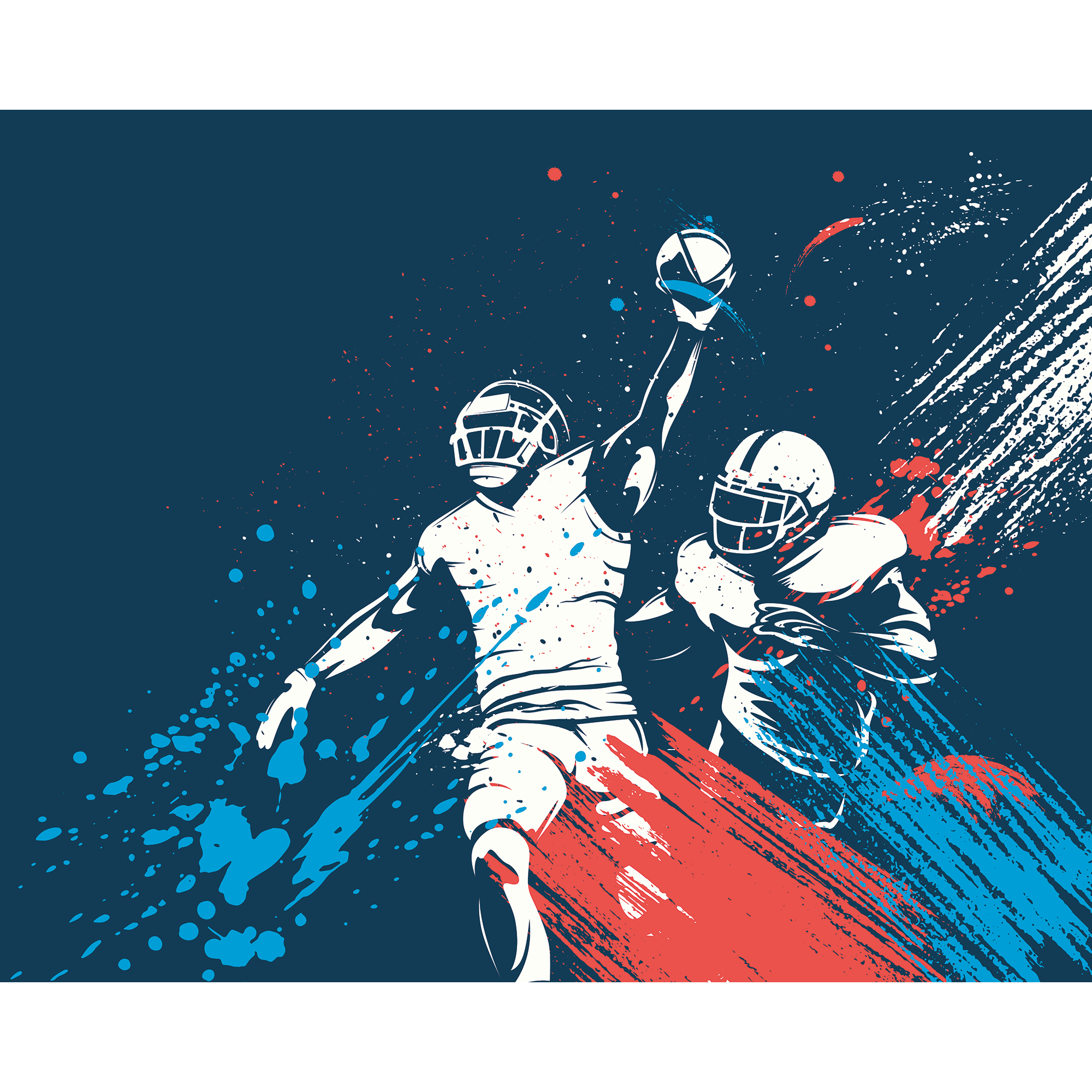 American Footballers Paint Splash Blue Mural (Medium) by Origin Murals