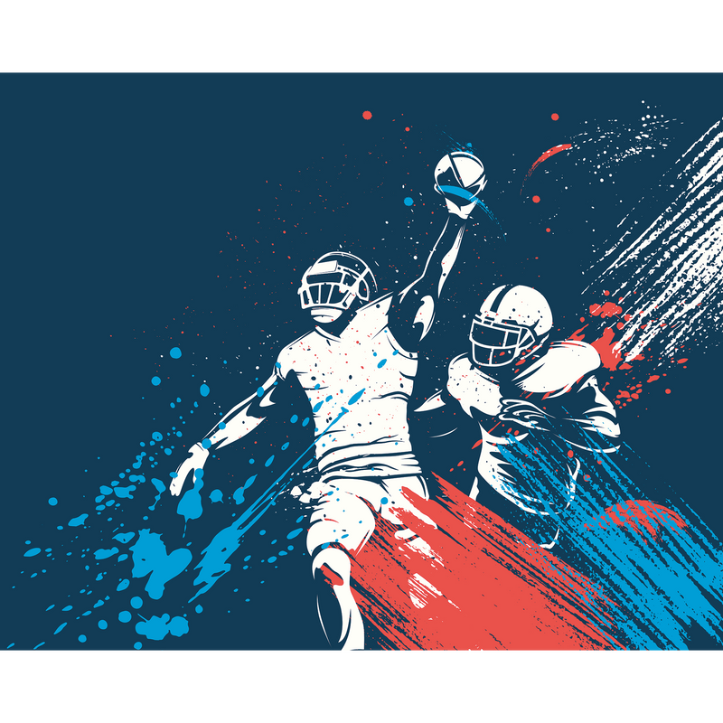 American Footballers Paint Splash Blue Mural (Medium) by Origin Murals