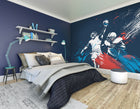 American Footballers Paint Splash Blue Mural (Medium) by Origin Murals