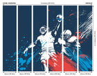American Footballers Paint Splash Blue Mural (Medium) by Origin Murals