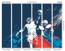 American Footballers Paint Splash Blue Mural (Medium) by Origin Murals
