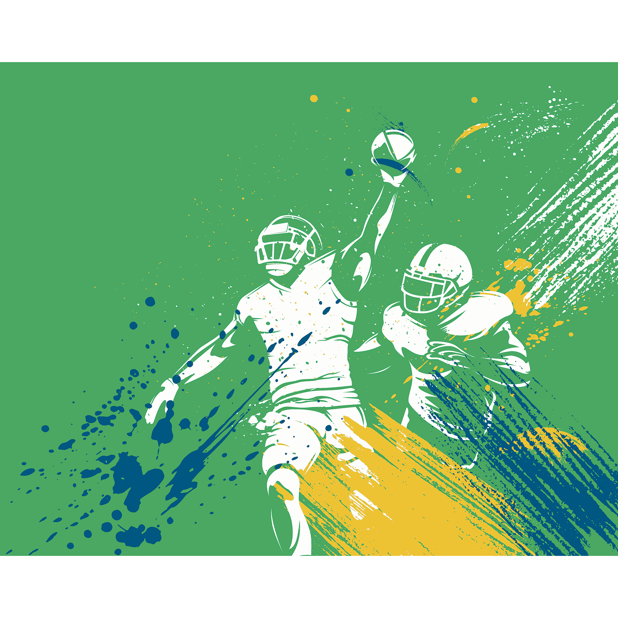 American Footballers Paint Splash Green Mural (Large) by Origin Murals