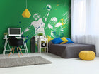 American Footballers Paint Splash Green Mural (Large) by Origin Murals