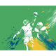 American Footballers Paint Splash Green Mural (Medium) by Origin Murals